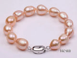 Charming 9-10mm Pink Rice Shaper Freshwater Pearl Bracelet