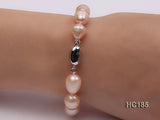 Charming 9-10mm Pink Rice Shaper Freshwater Pearl Bracelet