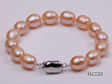 9-10mm Pink Rice Shaper Natural Freshwater Pearl Bracelet