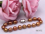 AA 7-8MM Brown Rice Freshwater Pearl Bracelet 925 Silver Clasp