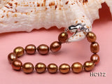 AA 7-8MM Brown Rice Freshwater Pearl Bracelet 925 Silver Clasp