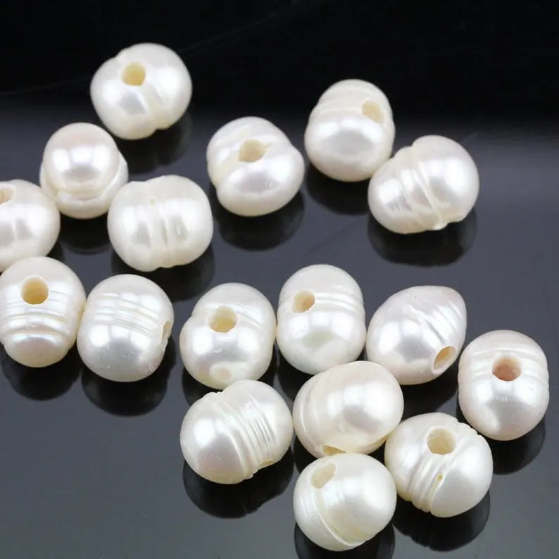 9-11mm Freshwater Pearl Necklace, Large Hole Pearls