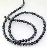 Charming Snowflake Jade Round 4mm Gemstone Loose Beads 15'' Strand