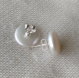 Coin Pearl Earrings 12-13mm Coin Freshwater Pearl Jewellery Silver Stud Earring