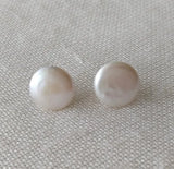 Coin Pearl Earrings 12-13mm Coin Freshwater Pearl Jewellery Silver Stud Earring