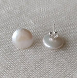 Coin Pearl Earrings 12-13mm Coin Freshwater Pearl Jewellery Silver Stud Earring