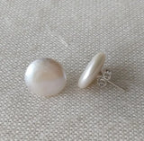 Coin Pearl Earrings 12-13mm Coin Freshwater Pearl Jewellery Silver Stud Earring