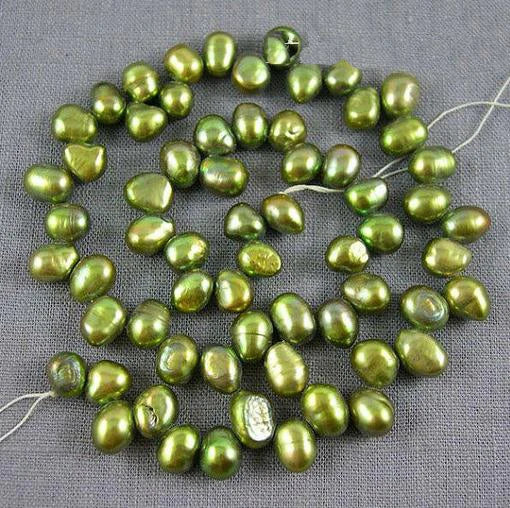 Green Freshwater Pearl Loose Beads 7-8mm Full Strand YLS1-0014