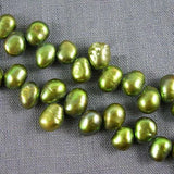 Green Freshwater Pearl Loose Beads 7-8mm Full Strand YLS1-0014