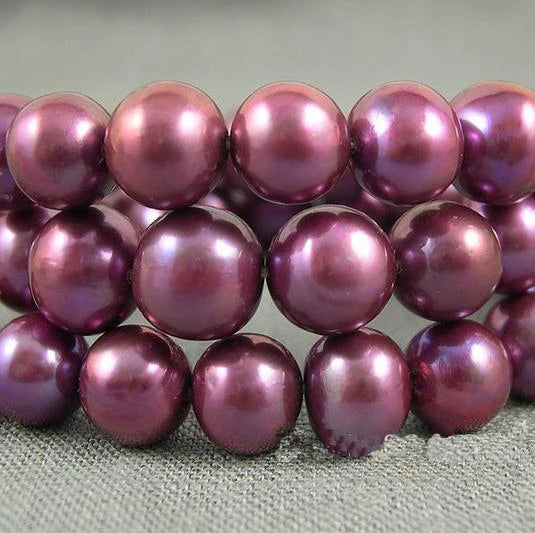 Freshwater Pearl Purple Round Loose Beads 7-8mm Full Strand