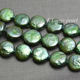 Freshwater Pearl Loose Beads Green Coin 12mm Bridal Full Strand