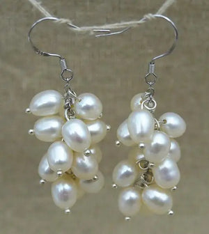 Grape Pearl Earrings 925 Sterling Silver Charming Women Jewelry