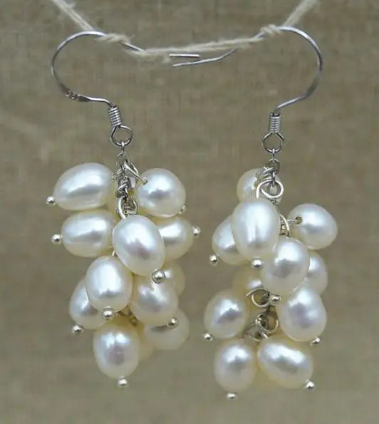 Grape Pearl Earrings 925 Sterling Silver Charming Women Jewelry