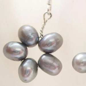 Gray Rice Flower Freshwater Pearl Dangle Earrings Women Gift Jewelry