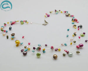 7-Row Multicolor Real Pearl Necklace for Women