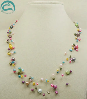7-Row Multicolor Real Pearl Necklace for Women