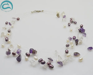 9-Row Amethyst Illusion Pearl Necklace