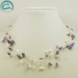 9-Row Amethyst Illusion Pearl Necklace