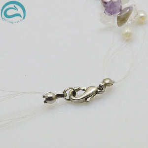 9-Row Amethyst Illusion Pearl Necklace