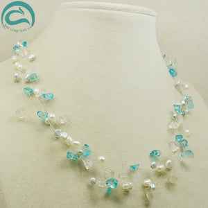 9Row Illusion Pearl Crystal Necklace - Perfect Gift