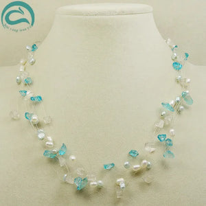 9Row Illusion Pearl Crystal Necklace - Perfect Gift