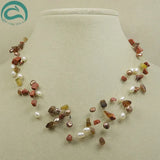 9rows Real Pearl Agates Necklace