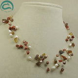 9rows Real Pearl Agates Necklace