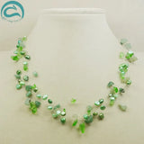 Green Jades 9rows Illusion Pearl Necklace for Women