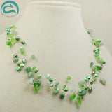 Green Jades 9rows Illusion Pearl Necklace for Women