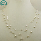 Light Gray 3-5MM 3rows Illusion Pearl Necklace