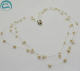Light Gray 3-5MM 3rows Illusion Pearl Necklace