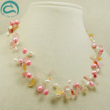 Multicolor 9rows Illusion Pearl Crystal Necklace