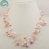 Multicolor Pearl Crystal 9row Illusion Pearl Necklace