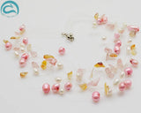 Multicolor Pearl Crystal 9row Illusion Pearl Necklace