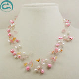 Multicolor Pearl Crystal 9row Illusion Pearl Necklace