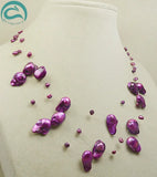 Purple Baroque 3rows Illusion Pearl Necklace
