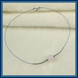 Handmade Wire Tube Silver Pink Rose Quartzs Necklace