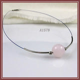 Handmade Wire Tube Silver Pink Rose Quartzs Necklace