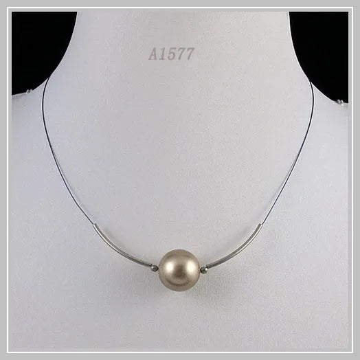 Handmade Silver Shell Pearl Necklace 16MM