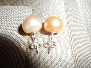 Pink Lavender Real Freshwater Pearl Earrings 10-10.5mm