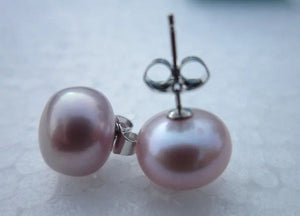 Pink Lavender Real Freshwater Pearl Earrings 10-10.5mm