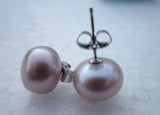 Pink Lavender Real Freshwater Pearl Earrings 10-10.5mm