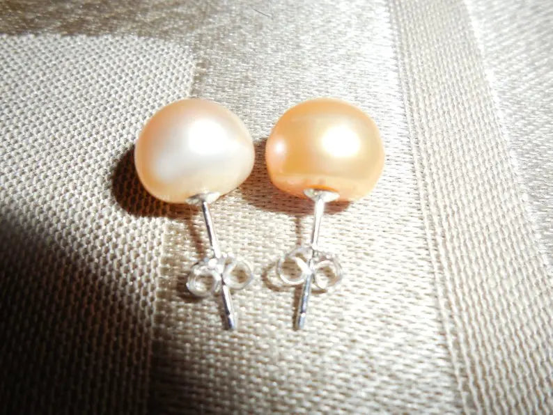 Pink Lavender Real Freshwater Pearl Earrings 10-10.5mm