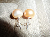 Pink Lavender Real Freshwater Pearl Earrings 10-10.5mm