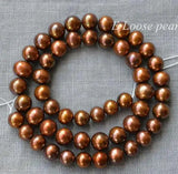 Real Freshwater Potato Loose Pearl Brown 7-8mm Full Strand