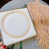 6-7mm Pink Freshwater Pearl Necklace Women Jewelry