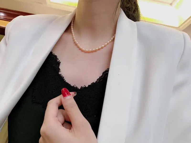 6-7mm Pink Freshwater Pearl Necklace Women Jewelry