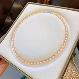 6-7mm Pink Freshwater Pearl Necklace Women Jewelry