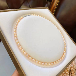 6-7mm Pink Freshwater Pearl Necklace Women Jewelry