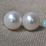 Freshwater Pearl Stud Earrings 12-12.5mm Silver Jewelry